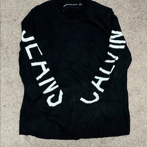 Calvin Klein Black Crewneck Sweater with White Lettering